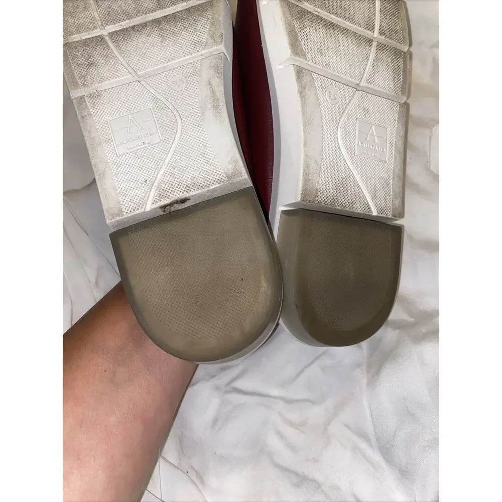 Aquatalia Womens Sharla Nappa Mulberry Comfort (Burgundy) Sandals Slides Sz 9.5